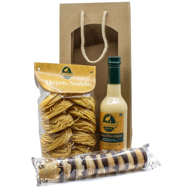 Wachteleier-Genuss-Set – Likör, Spaghetti und Likör-Waffelbecher